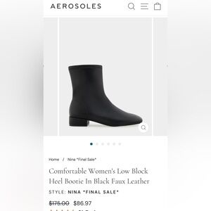 BNWT Aerosoles Nina Boot in Box, Never Worn, 6 Low Block Heel Bootie